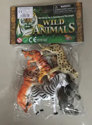 £6.49 • Buy Wild Animals 6 Pcs Plastic Model Toy Tiger ,leopard ,lion ,giraffe ,zebra ,eleph