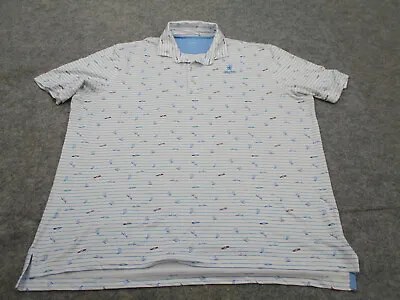 Johnnie O Polo Shirt Mens 2XL XXL White Blue Polka Dot Short Sleeve Golfing Golf • $23.97