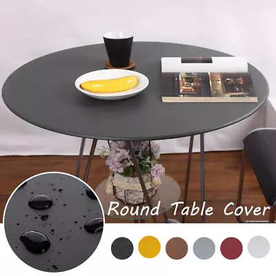 Round Waterproof Table Cover Cloth Protector Tablecloth With Elastic Edged UK • £8.45