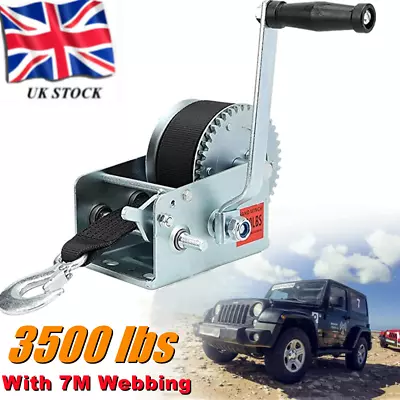 £49.88 • Buy 3500Lb Manual Winch Hand Powered Winch Boat Trailer Marine Caravan W/ 7M Webbing
