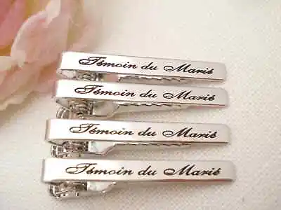 Personalized Groomsmen  Silver Custom Engraved Tie Pin Clip Up To 3 Character • $9.95