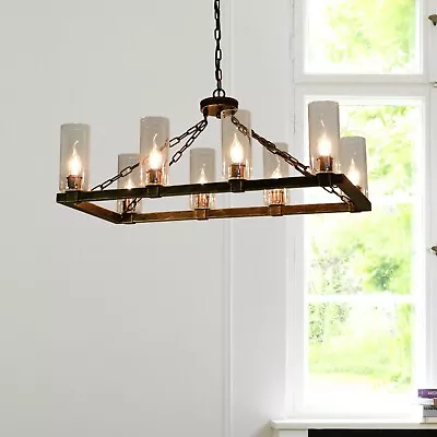  8-Light Shaded Chandelier A3 Country/Farmhouse. Black Antique/Large New E14 • £120