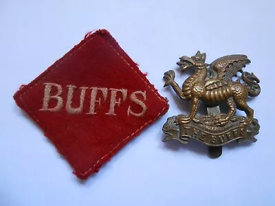 £10 • Buy THE BUFFS Cloth Pugari Unit Patch & Same Mans Cap Badge  EAST KENT REGT