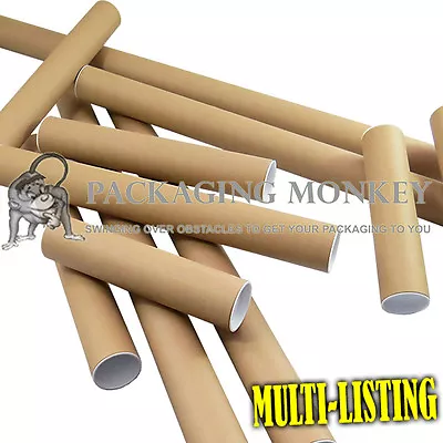 QUALITY CARDBOARD POSTAL TUBES + END CAPS - ALL SIZES A0 A1 A2 A3 A4 X 50mm 2  • £7.29