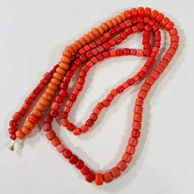 Antique Natural Chinese Red Coral Beads Graduated Necklace 150g • $151.96