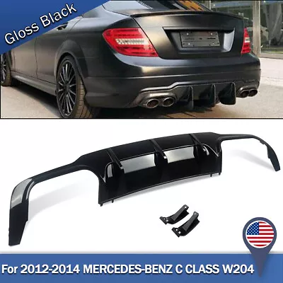 For 12-14 Mercedes-benz W204 & C63 Amg Gloss Black Rear Bumper Diffuser Valance • $121.58