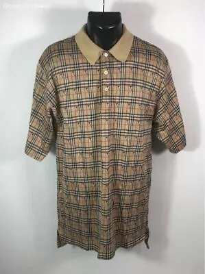 BURBERRY Multi-pattern Short Sleeve Button Shirt W/ COA Men - Size L • $19.50