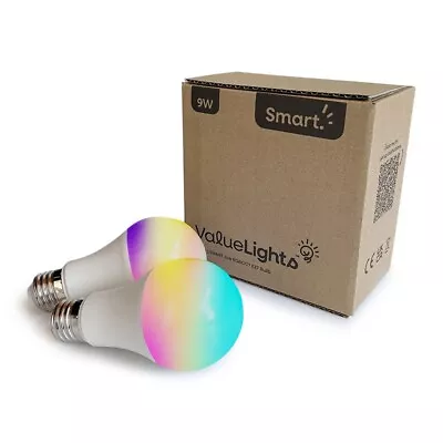 2 Pack Smart LED Light Bulbs App Voice Control RGB Cool Warm Lights ES E27 • £16.14