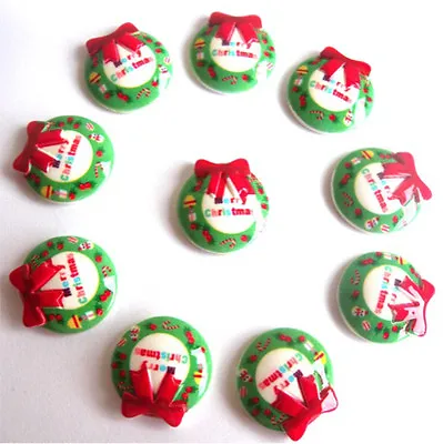 £3.49 • Buy 10 Merry Christmas Flatback Kitch Cabochons Resin Decoden - 🎄🎁☃️
