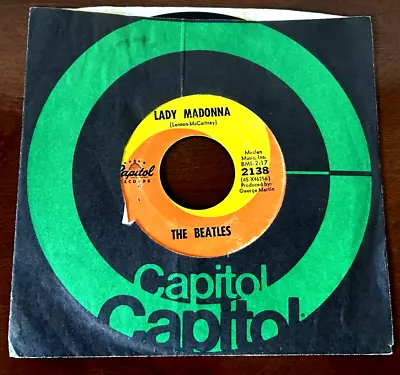 7  45 RPM RECORD By THE BEATLES  LADY MADONNA  (1968) ROCK / CAPITOL • $5