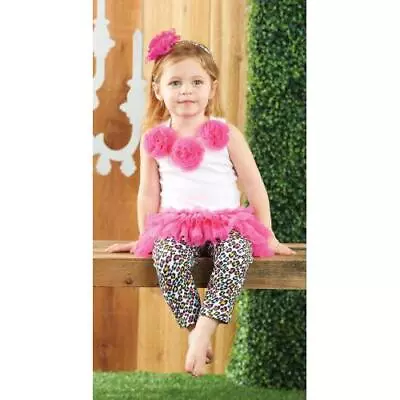 Mud Pie Little Girls Pink Leopard Skirt And Legging Set • $50