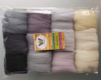 Set P* Pure Merino Wool Tops For Felting Bundle Packs Of 12 Colours 60 G  • £6.90