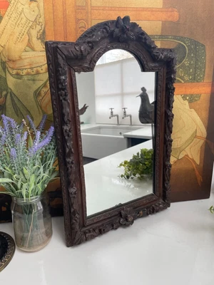 £135 • Buy Antique Oak Mirror Victorian Hand Carved Ornate Solid Oak Frame