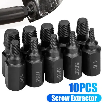 10Pcs Screw Extractor Kit Damaged Remover Set Easy Out Drill Bits Bolt Stud • $10.49