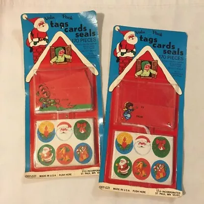 Vintage NEW NOS 2 Pkg 170 Pcs Each 60's Christmas String Tags Cards Seals USA • $12.99