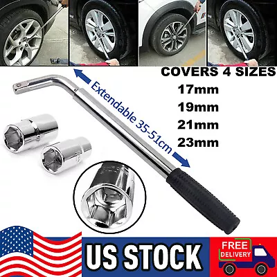 Wrench 4 Way Lug Nut Tool Extendable Adjustable Lug Nut Socket Wheel Tire Change • $17.99