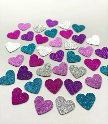 SMALL SPARKLY HEARTS X 75 CARD CARD MAKING CRAFT EMBELLISHMENTS SCRAPBOOKING • £0.99