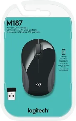 Logitech - M187 Mini Wireless Optical Ambidextrous Mouse - Black NEW • £15.99