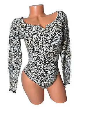 Victorias Secret PINK Long Sleeve Pull On Body Suit Leopard Print Logo XL • $8