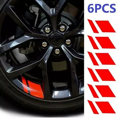 6 PCS Reflective Car Wheel Rim Vinyl Decal Sticker Accessoriesfor 18 -21   Red • $6.20