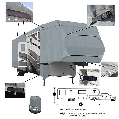 Deluxe 4 Layer 5th Wheel RV Motorhome Camper Storage Cover All Weather • $215.95
