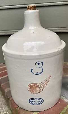 Antique RED WING Stoneware 3 Gallon JUG Red Wing Union Pottery • $249.99