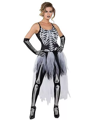 Skeleton Bones Day Of The Dead Mexican Halloween Women Costume L • $74.05