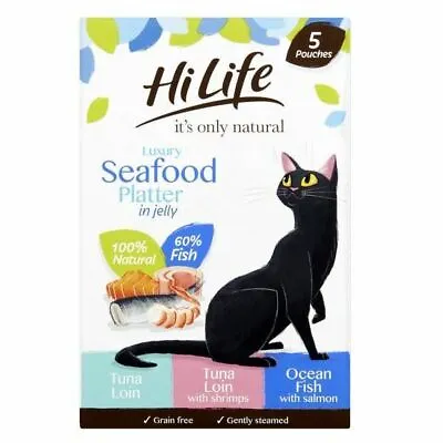 £10.40 • Buy HiLife It's Only Natural Luxury Seafood Platter Wet Cat Food Pouches 5 X 50g
