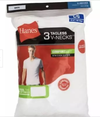 $20.99 • Buy Hanes Mens 6 Pack White T-Shirt V Neck Size S-3XL 