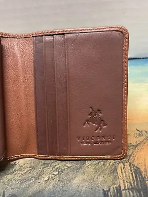 WALLET  ID Card Holder Genuine Leather Bi-Fold VISCONTI • $13