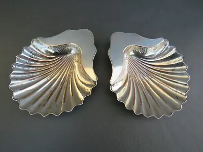£45 • Buy Pair Of Georgian Sheffield Silver Plated Scalloped Shell Butter Or Bonbon Dishes