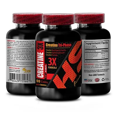 Muscle Gainer - CREATINE 3X 5000mg - Creatine Monohydrate Pills - 90 Tablets • $23.95