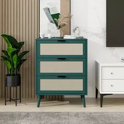 3 Drawer Cabinet Suitable For Bedroom Living Room Study Green • $137.99