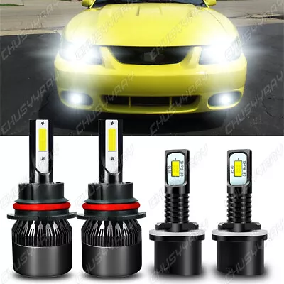 LED Headlight Fog Light Bulbs Kit 8000K For Ford Mustang Gt Svt Cobra 1999-2003 • $29.89