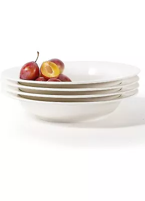 Rimmed Soup Bowls 18Oz Pasta Bowls Set Of 4 White Porcelain Salad Bowls 9 Inc • $73.03