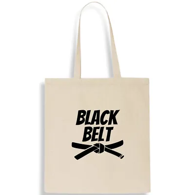 Black Belt Karate Cotton Tote Bag Martial Arts Kit Shopper Carrier Shoulder G... • £9.99