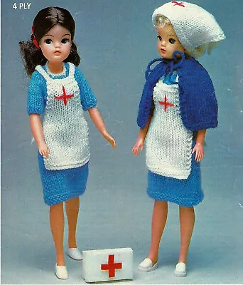 £1.99 • Buy KNITTING PATTERN Teenage Doll Sindy Barbie Clothes Nurse  Dress Cape 4 Ply 11.5 