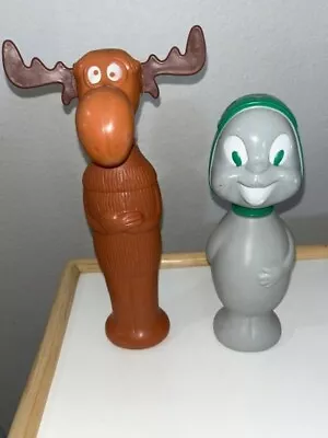 2 Vintage Colgate Palmolive Soaky Toys Characters Bottle Figure ROCKY BULLWINKLE • $41.65