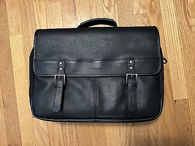 Samsonite Classic Leather Flapover Messanger Bag In Black • $120