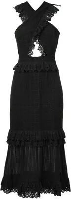 ALICE McCALL BLACK EVERYTHING SHE WANTS CUT OUT BRODERIE ANGLAISE FRILL DRESS 14 • $349