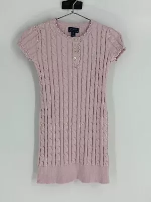 POLO Ralph Lauren Girls Pink Cable Knit Sweater Dress Youth Size Small 7 • $15