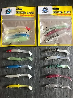 5 Savage Saltwater Sandeel Lures Bass Wrasse Cod Pollock Sea Fishing Tackle Gear • £3.93