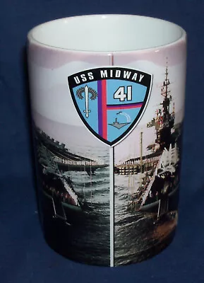 USN US Navy USS MIDWAY CV-41 COFFEE MUG CUP Aircraft Carrier Military NAVAL SHIP • $16