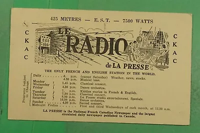 DR WHO 1924 CANADA QSL HAM RADIO CKAC POSTAL CARD MONTREAL PQ K01178 • $13.01