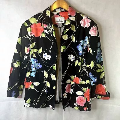 Erin London Bold Black Floral Jacket Size Large • $13.71