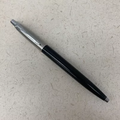 Vintage Parker Silver Chrome & Black Ballpoint Pen Made In USA Needs Ink • $15.99