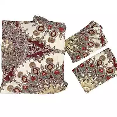 Noble Excellence Moroccan Mandala Print Queen Duvet Cover + Pillow Shams • $40