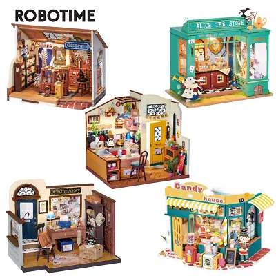 Rolife 5Kit DIY 3D Wooden Miniature 1:24 Dollhouse LED Furniture Decor Xmas Gift • £149.99