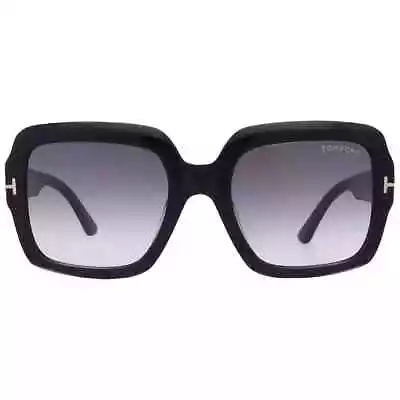 Tom Ford Kaya Smoke Gradient Square Ladies Sunglasses FT1082 01B 54 • $311.29
