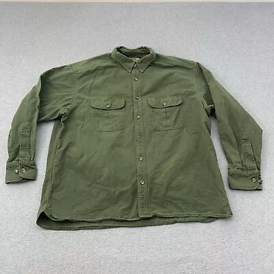 Cabela's Button Shirt Mens XL Green Chamois Deerskin Soft Guide Outdoors • $18.60